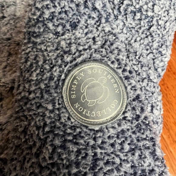 Simply Southern Half Snap Blue Fleece Jacket Teddy Sweatshirt Women's Pocket - Picture 6 of 6